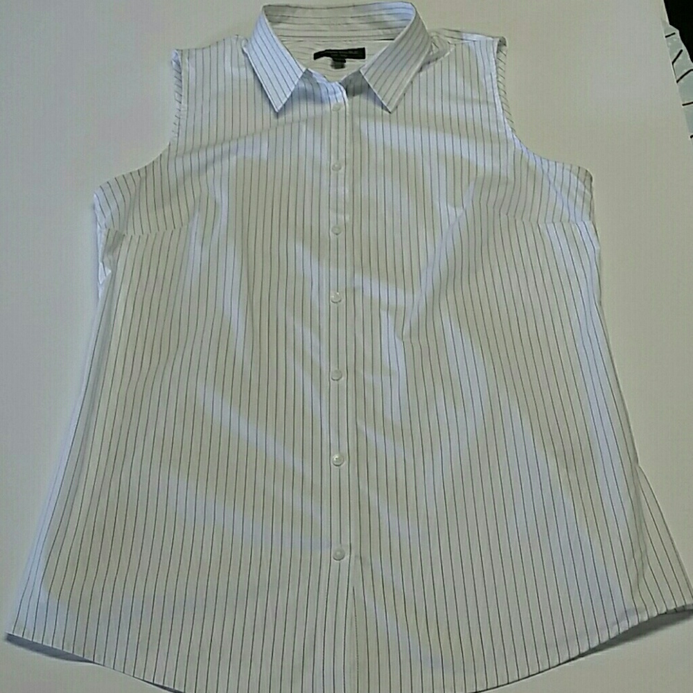 Banana Republic White Pinstripe Sleeveless Top